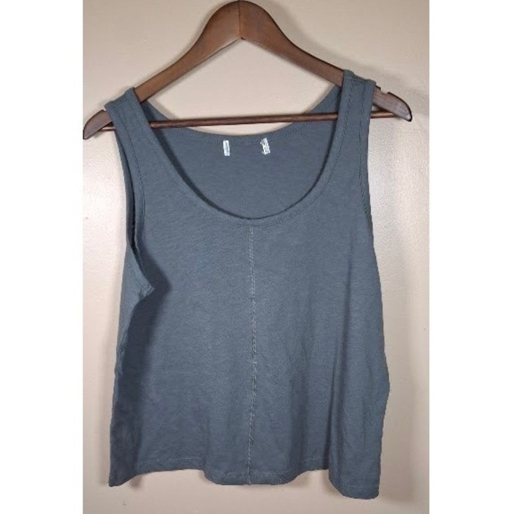 Karen Neuburger Slate Blue Gray Cotton Blend Slub Jersey Tank Top 1566568